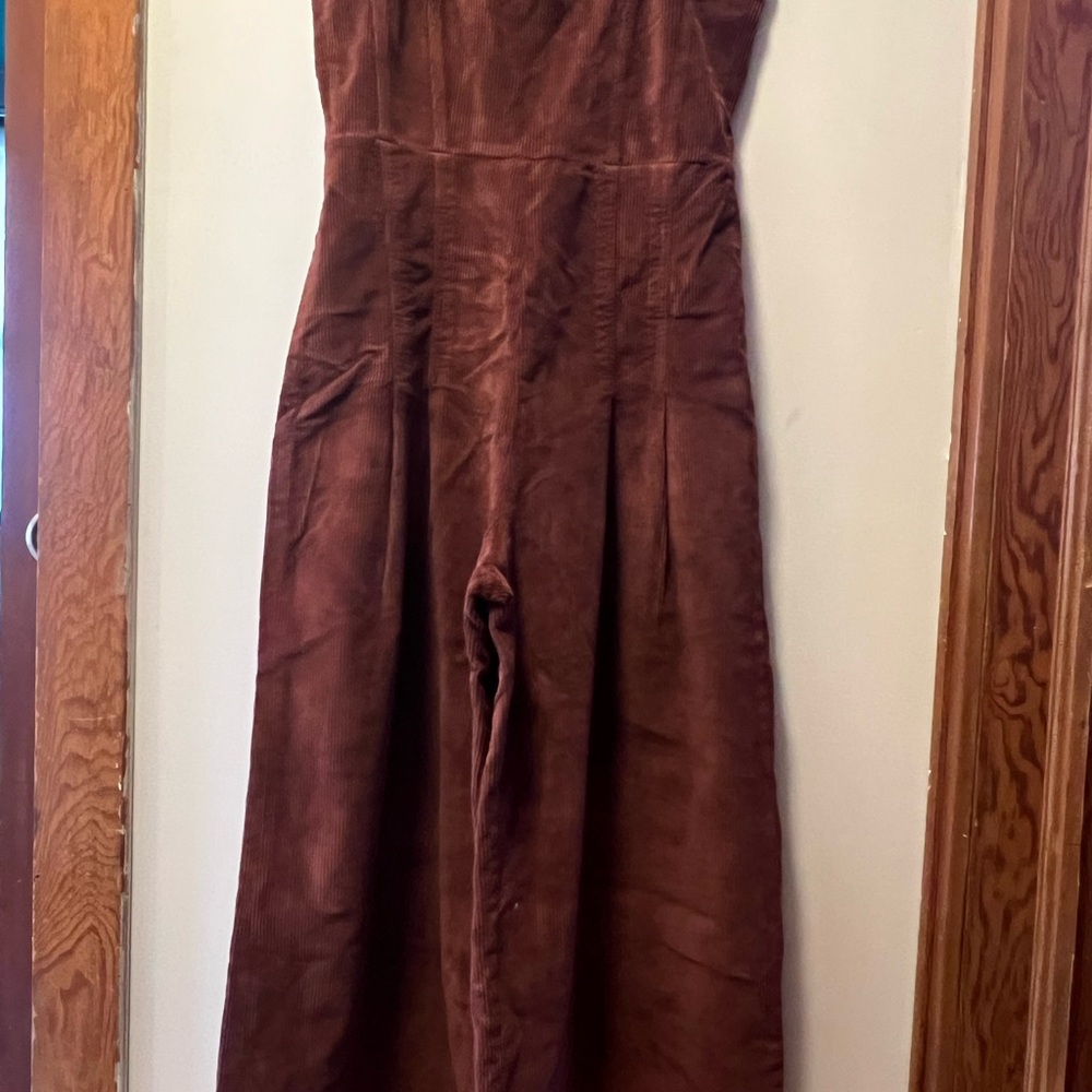 Brown Corduroy Wide Leg Jumpsuit